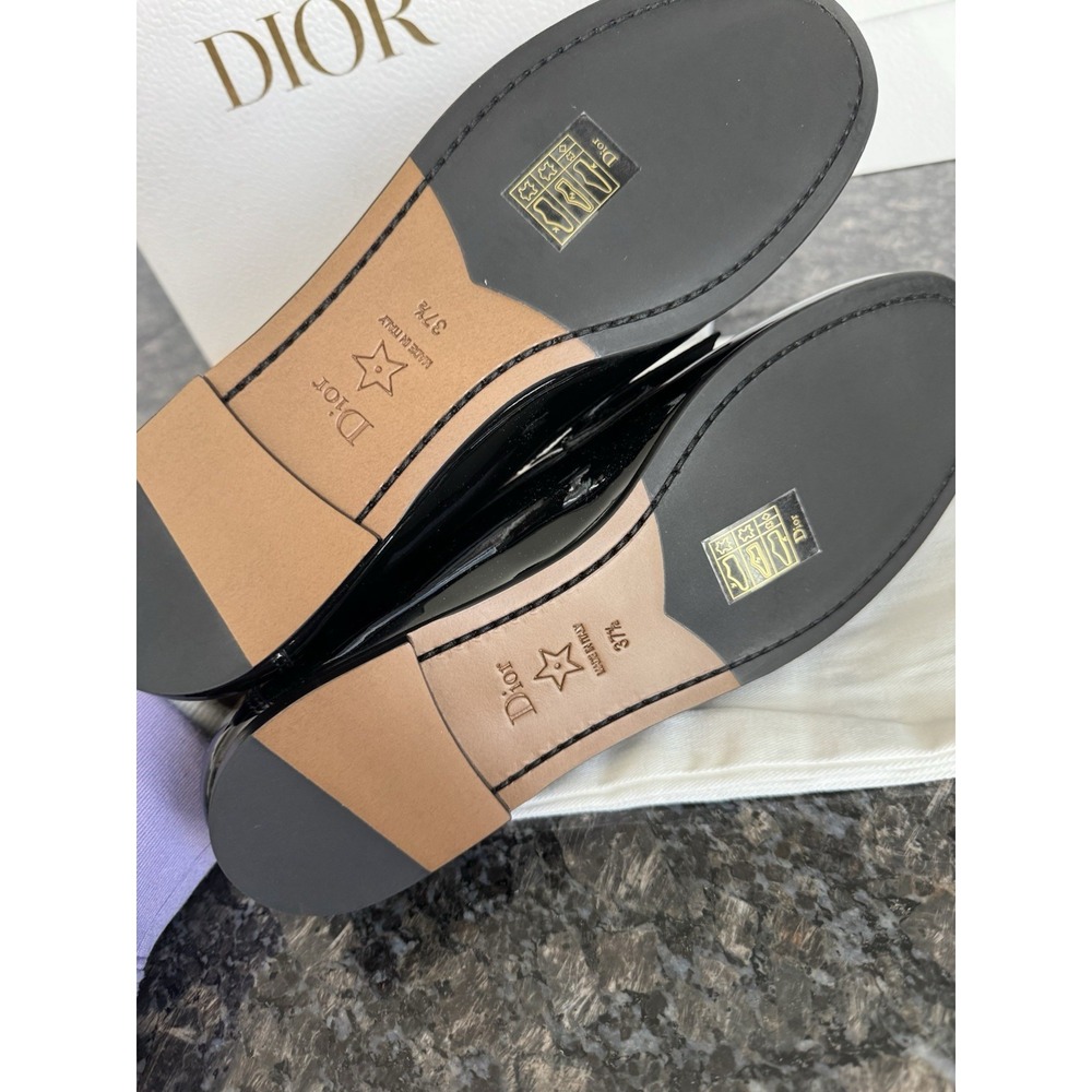 $1300 Authentic Dior Diorissimo Loafer Sz 37.5 US 7.5 Black Leather Dress Shoes‎ - Picture 15 of 16